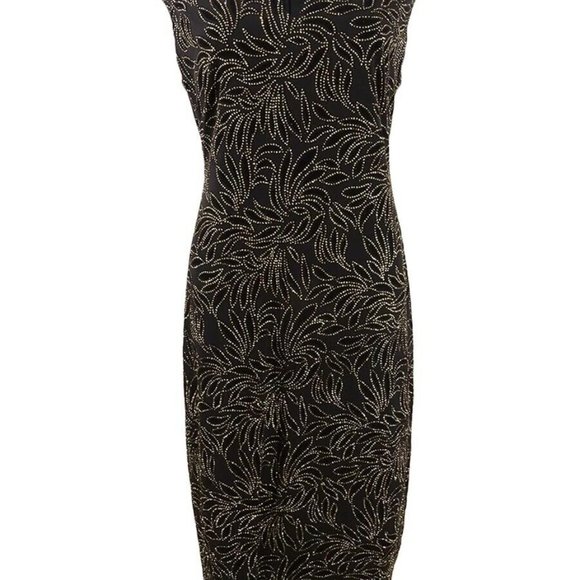 CONNECTED APPAREL Black/Gold Cap Sleeve Dress - Picture 3 of 5